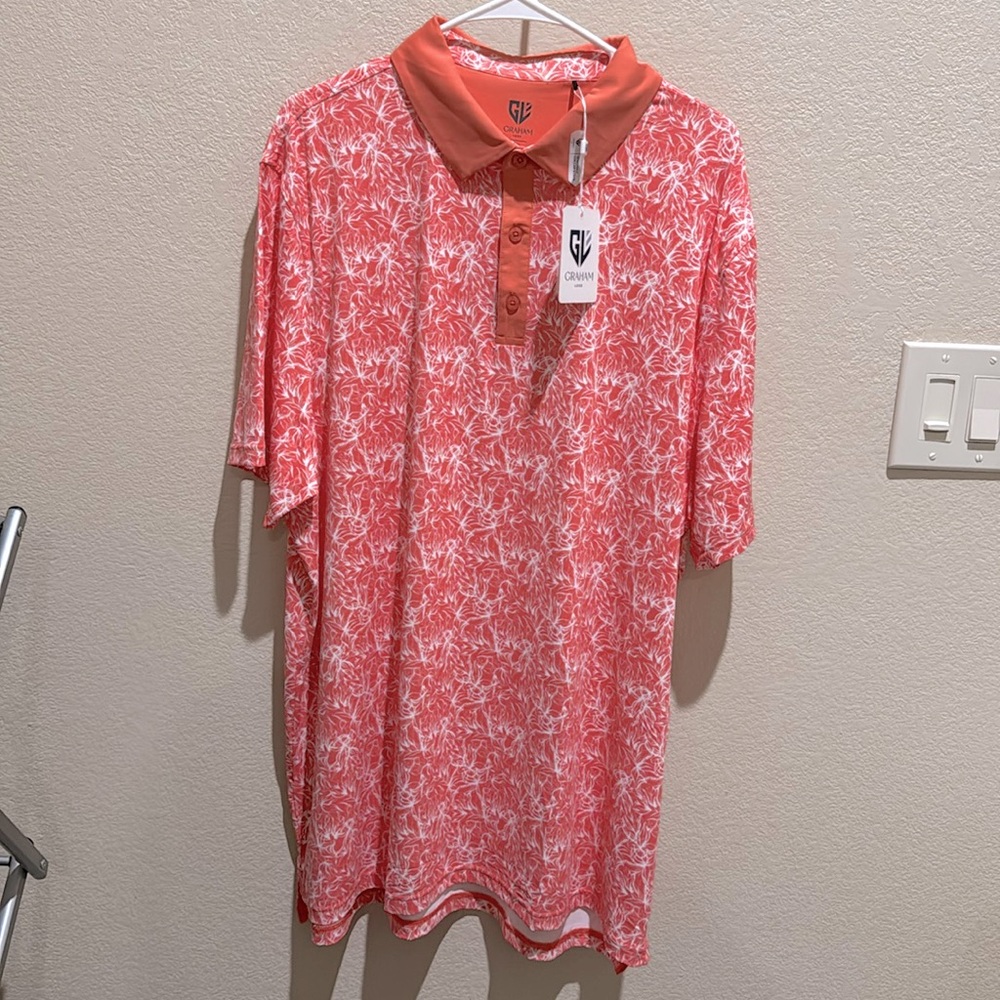 NWT Graham 1764 XXL Men’s Peach Floral Golf Polo
